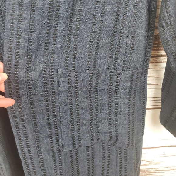 Eileen Fisher Womens XS Navy Blue "Indigo" Textured Stripe Linen Jacket - Picture 6 of 9